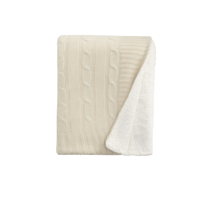 Cream Custom Cable Knit Sherpa Blanket - Corporate Gifts