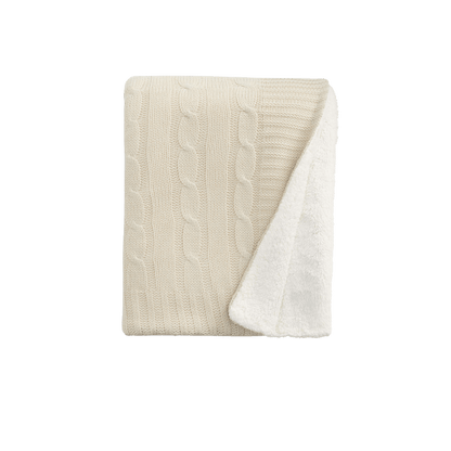 Cream Custom Cable Knit Sherpa Blanket - Corporate Gifts