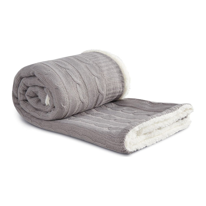 Custom Cable Knit Sherpa Blanket - Corporate Gifts