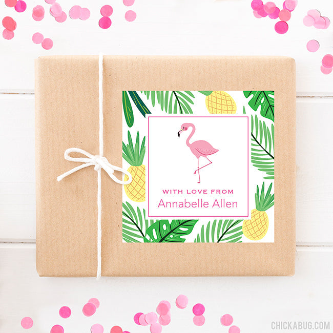 Flamingo and Pineapple Gift Labels