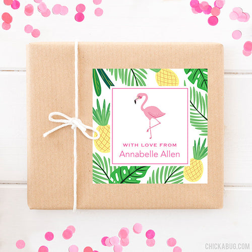 Flamingo and Pineapple Gift Labels
