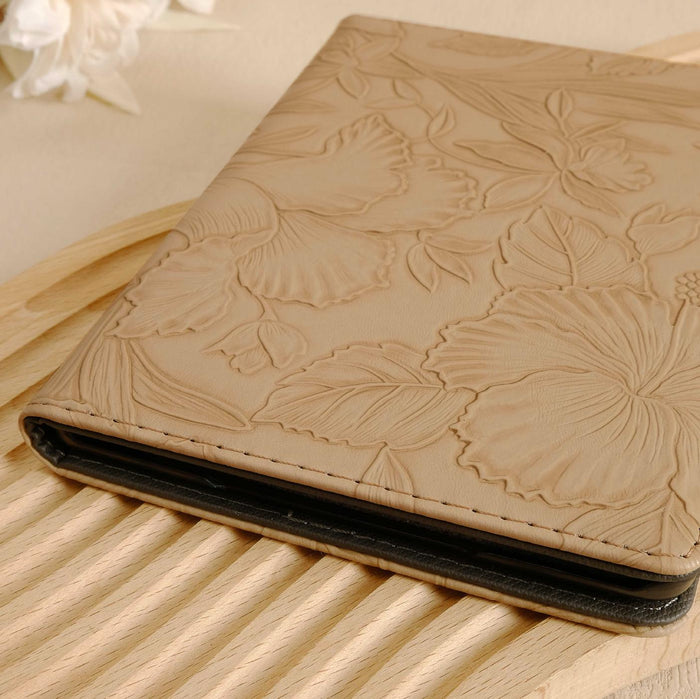 Floral Leather Kindle Case - Khaki