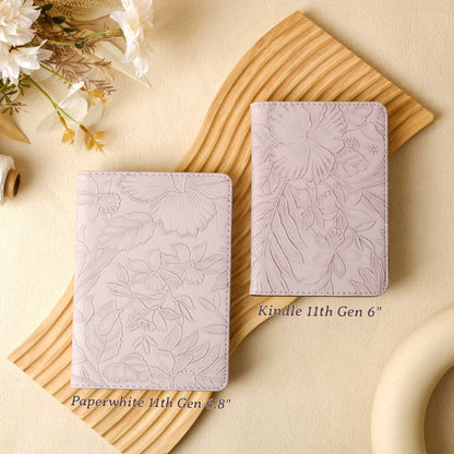 Floral Leather Kindle Case - Lavender