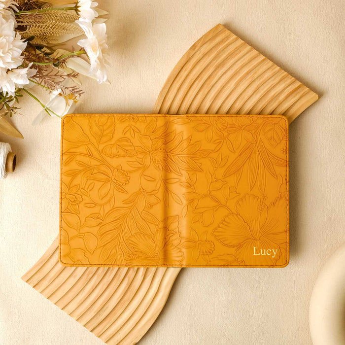 Floral Leather Kindle Case - Yellow