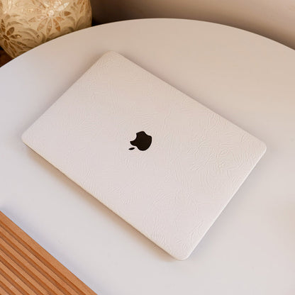 Floral Leather MacBook Case - White