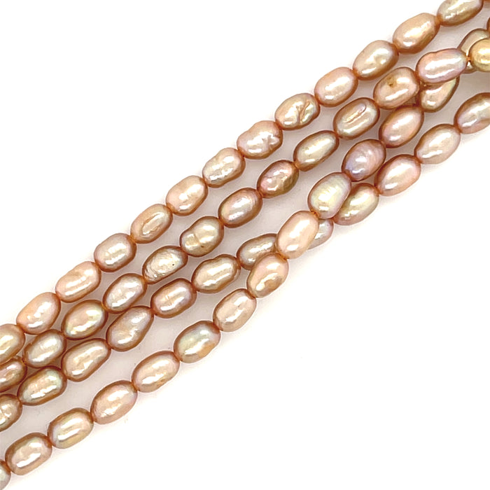 One Gold 3mm Rice Fresh Water Pearl, 16'' Pearl Strand