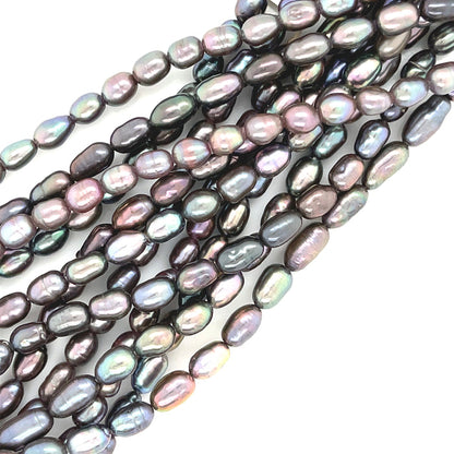 One Light purple peacock 3mm Rice Fresh Water Pearl, 16'' Pearl Strand