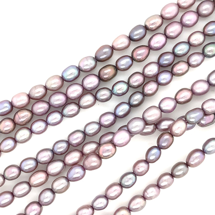One lavender 4-5mm Rice Fresh Water Pearl, 16'' Pearl Strand