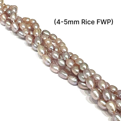 One 4-5mm Rice Fresh Water Pearls 16'' strand