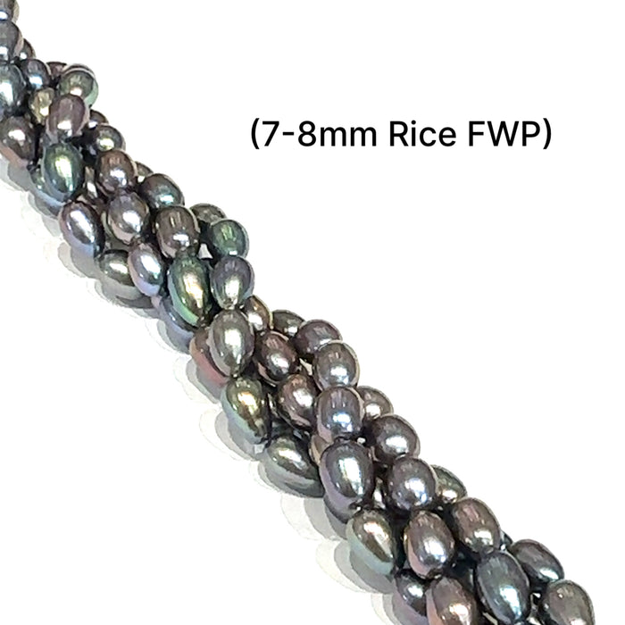 One Peacock Purple Rice Fresh Water Pearl 16'' strand