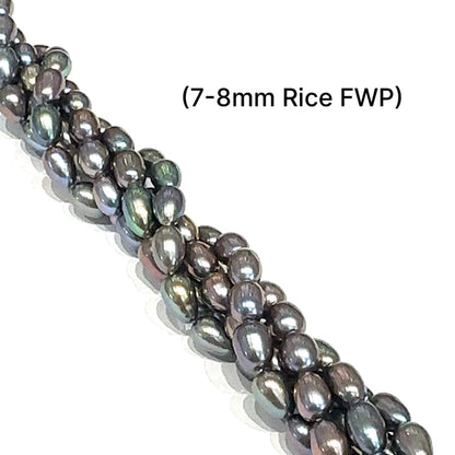 One Peacock Purple Rice Fresh Water Pearl 16'' strand