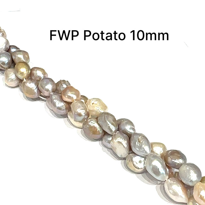 One 10 mm Multi Color Fresh Water Pearl Potato 16'' strand