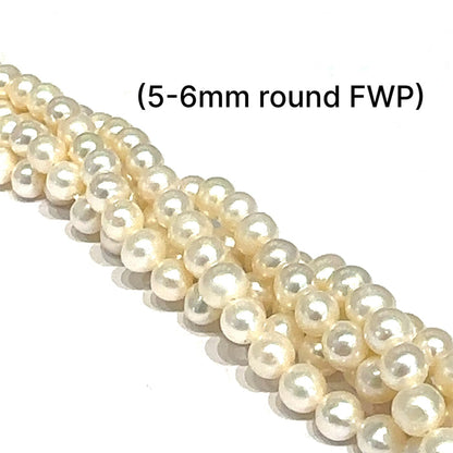 One 5-6  White Fresh Water Pearl round 18'' strand