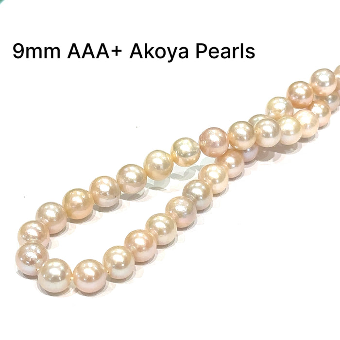 One 9mm Lt. Pink AAA+ Akoya Pearl 16'' strand