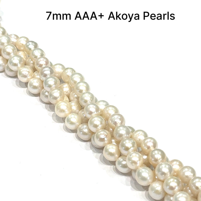 One 7mm AAA+ White Akoya Pearls 16'' strand