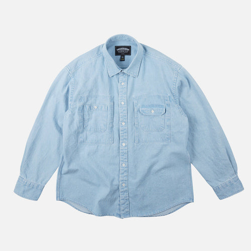 FrizmWorks Bleach Denim Utility Shirt - Light Blue