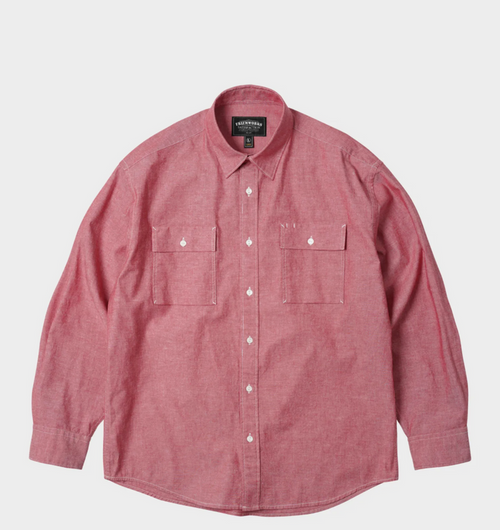 FrizmWorks Cigarette Pocket Chambray Shirt - Red