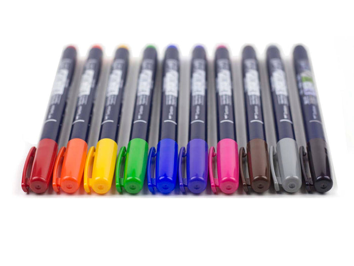 Fudenosuke Colors Calligraphy Brush Pens - 10-Pack