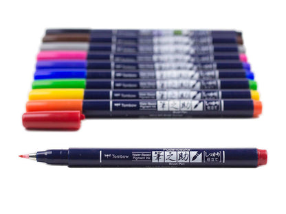 Fudenosuke Colors Calligraphy Brush Pens - 10-Pack
