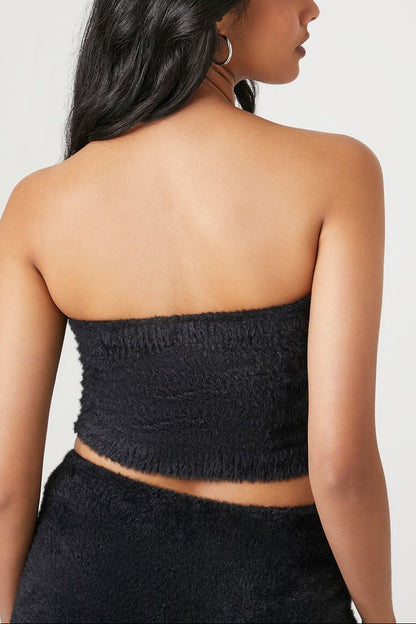 Fuzzy Sweater-Knit Tube Top
