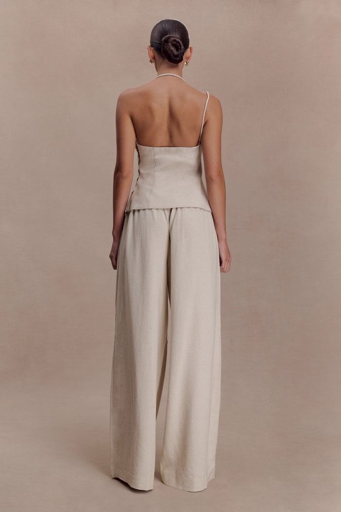 Gabby Straight Leg Linen Pants - Natural
