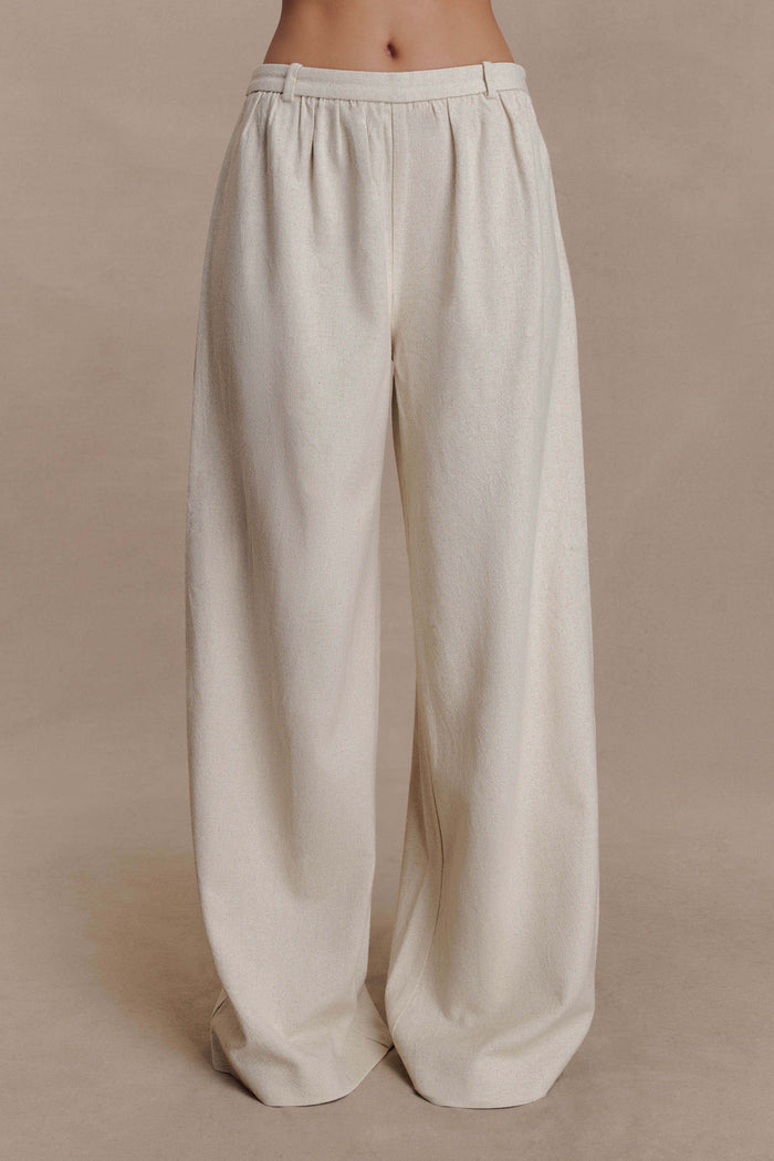 Gabby Straight Leg Linen Pants - Natural