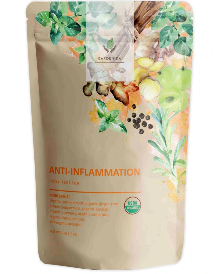 Gardenika Anti-Inflammatory Loose Leaf Herbal Tea, USDA Organic, Caffeine Free - 4 oz (114g) -