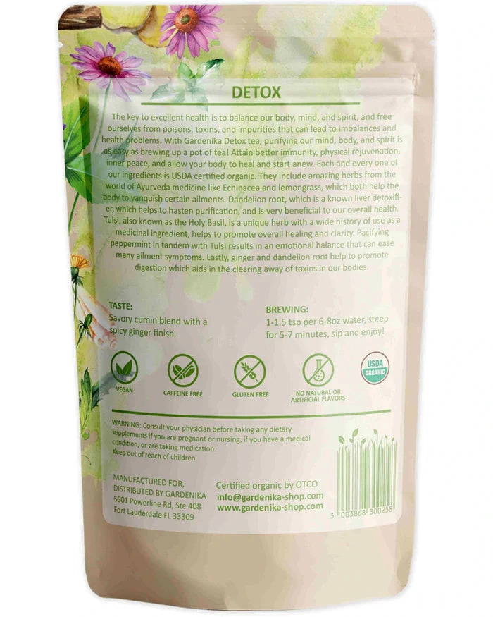 Gardenika Detox Loose Leaf Herbal Tea, USDA Organic, Caffeine Free - 4 oz (114g) -