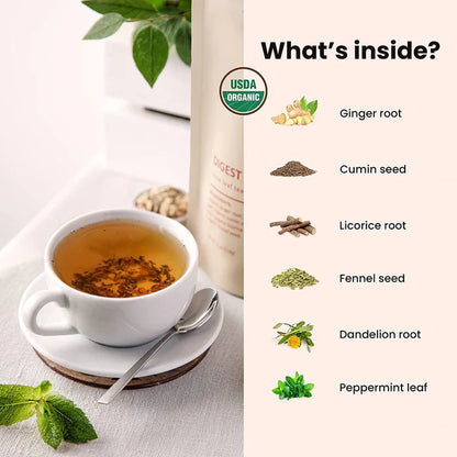 Gardenika Digest Loose Leaf Herbal Tea, USDA Organic, Caffeine Free - 4 oz (114g) -