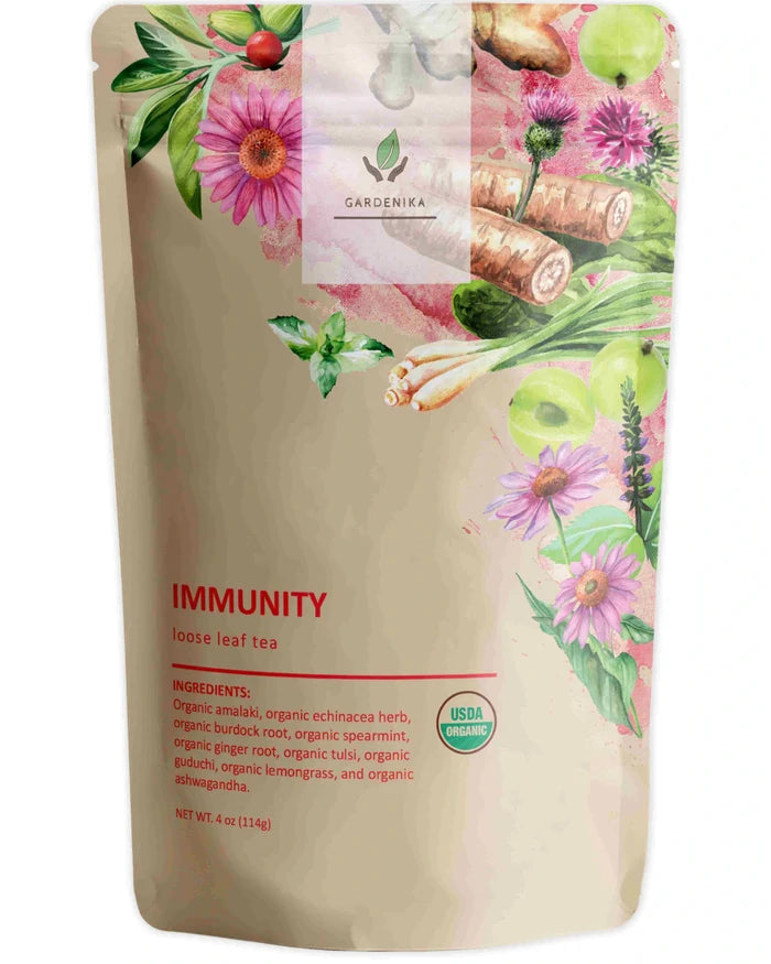 Gardenika Immunity Loose Leaf Herbal Tea, USDA Organic, Caffeine Free - 4 oz (114g) -