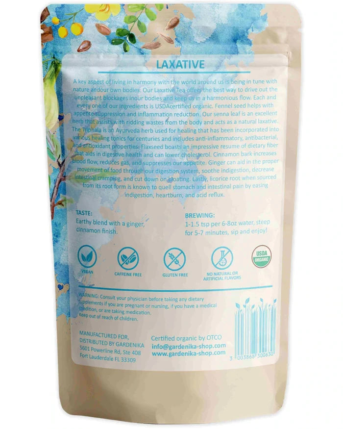 Gardenika Laxative Loose Leaf Herbal Tea, USDA Organic, Caffeine Free - 4 oz (114g) -