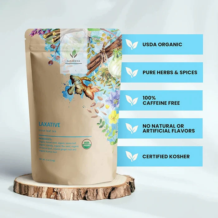 Gardenika Laxative Loose Leaf Herbal Tea, USDA Organic, Caffeine Free - 4 oz (114g) -