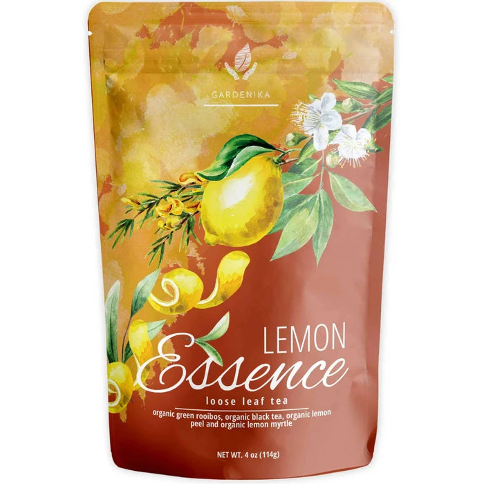 Gardenika Lemon Essence Black Tea, Loose Leaf, USDA Organic, 55+ Cups – 4 Oz (113g) -