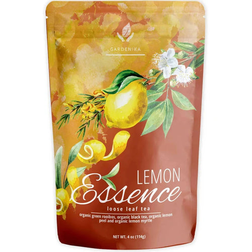 Gardenika Lemon Essence Black Tea, Loose Leaf, USDA Organic, 55+ Cups – 4 Oz (113g) -