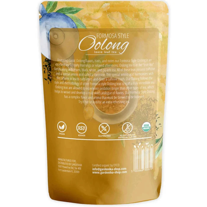 Gardenika Oolong Green Tea, Loose Leaf, USDA Organic, 55+ Cups – 4 Oz (113g) -