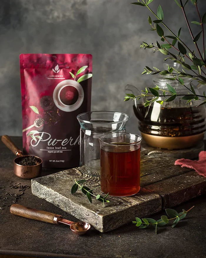 Gardenika Pu-erh Tea, Loose Leaf, USDA Organic, Chinese Black, 55+ Cups – 4 Oz (113g) -