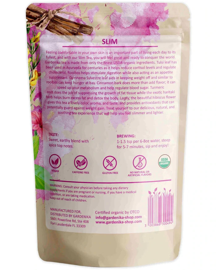 Gardenika Slim Loose Leaf Herbal Tea, USDA Organic, Caffeine Free - 4 oz (114g) -