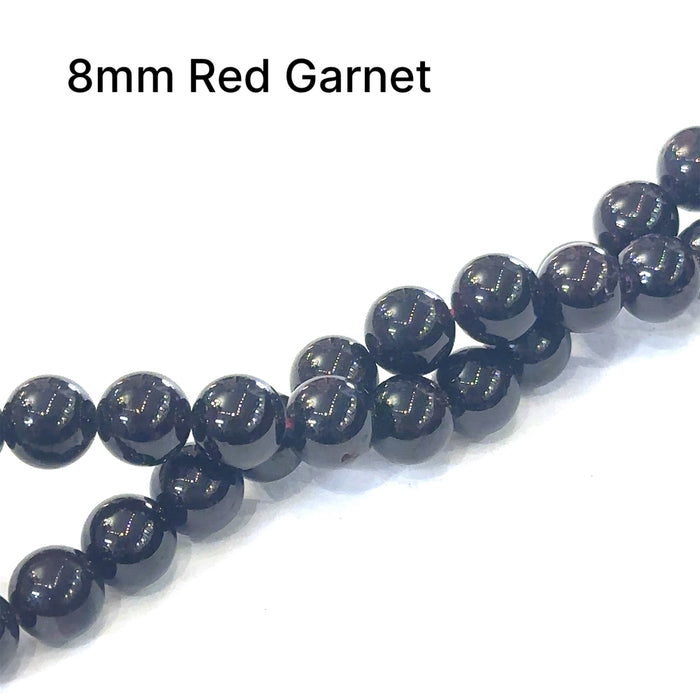One Red Garnet 8mm Round 16" Gemstone Strand (Sir Lanka)