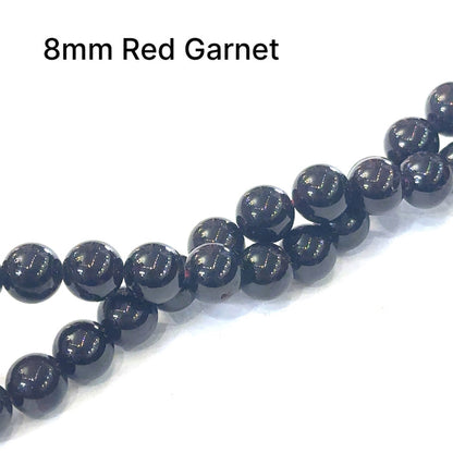One Red Garnet 8mm Round 16" Gemstone Strand (Sir Lanka)