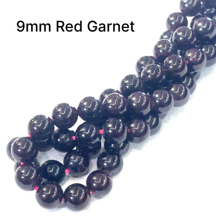 One Red Garnet 9mm Round 16'' gemstone strand (Sir Lanka)