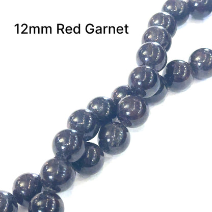 One Red Garnet 12mm round 16'' gemstone strand (Sir Lanka)