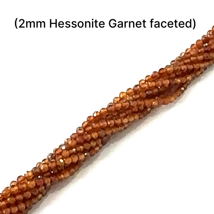 One 2.5mm Hessonite Garnet Grade A Micro Faceted round 16'' gemstone strand