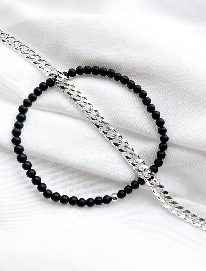 Gåvoset | Herrsmycken Armband Pansarkedja + Onyx armband