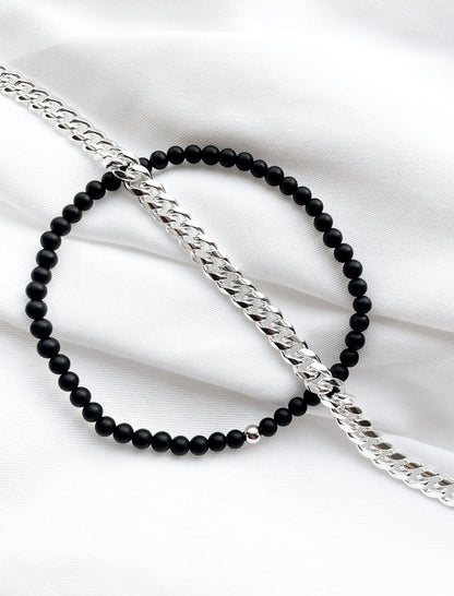 Gåvoset | Herrsmycken Armband Pansarkedja + Onyx armband