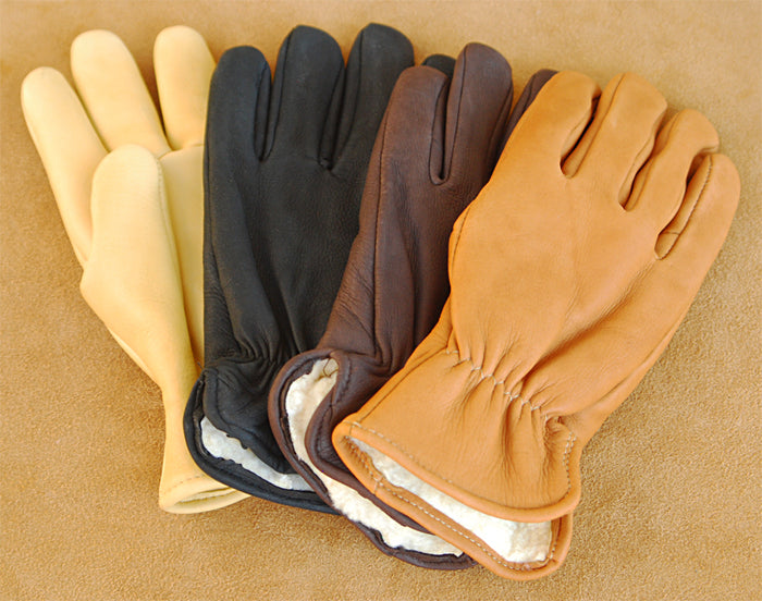 GEIER Lined Deerskin Glove With Elastic Cuff - Black