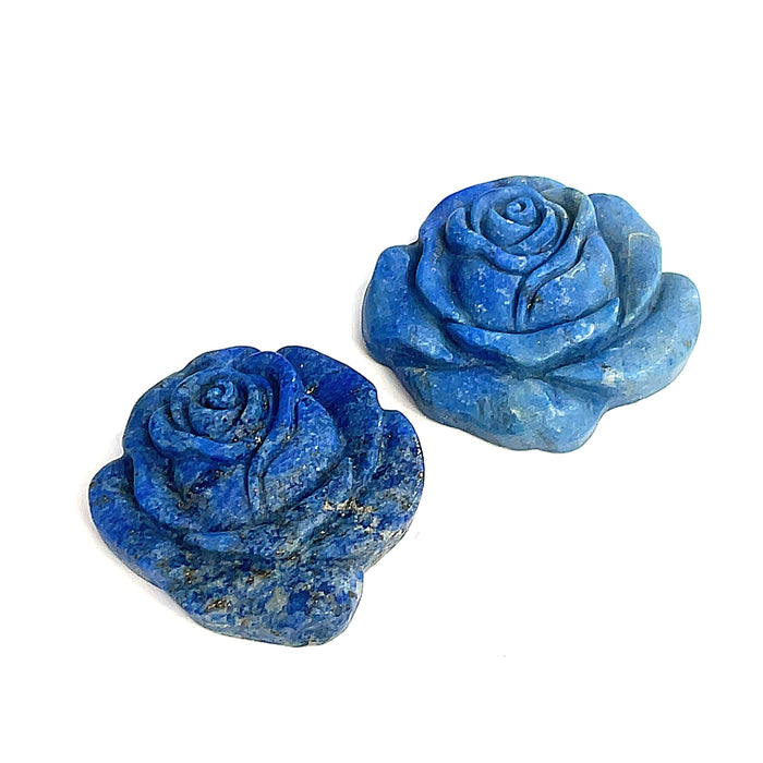 One Lapis Lazuli Gemstone Rose Carving