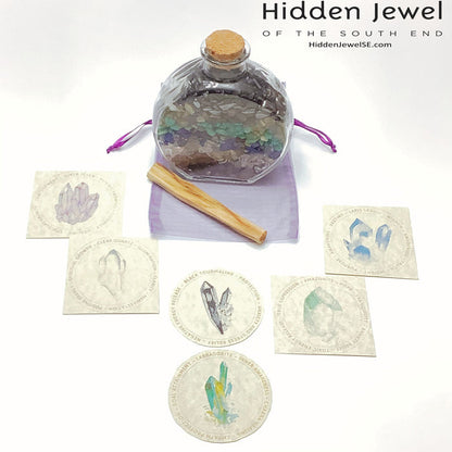 Type F (flat round) gemstone chip bottle