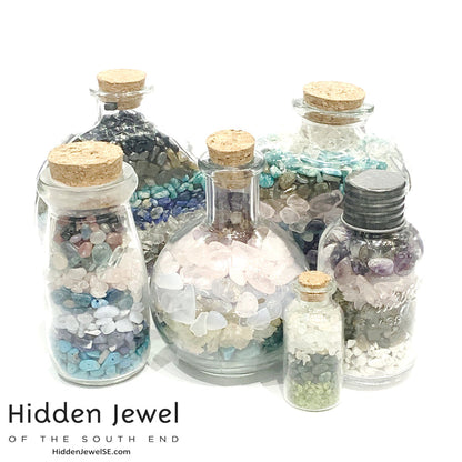 Gemstone crystal chip glass bottle, Stone Bottle Set ,meditation, gift