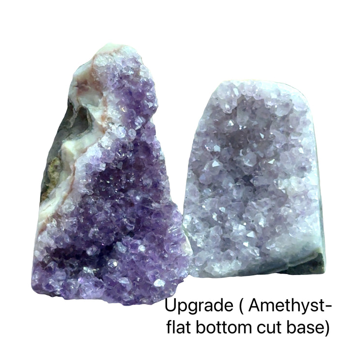 Gemstone Mining Surprise Bucket  Amethyst flat bottom cut base, up close view