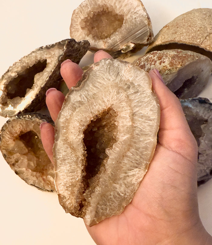 Geode Agate, gemstone surprise mining bucket